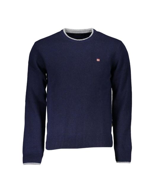 Napapijri Blue Round-Neck Knitwear for men