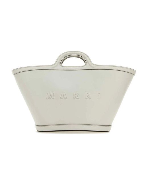 Marni Metallic Kleine tropicalia weiße lederhandtasche