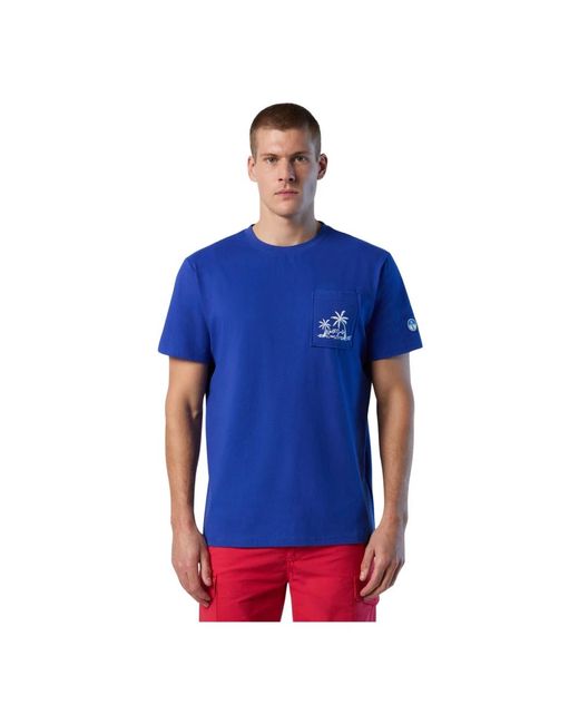 T-shirt con stampa palme di North Sails in Blue da Uomo