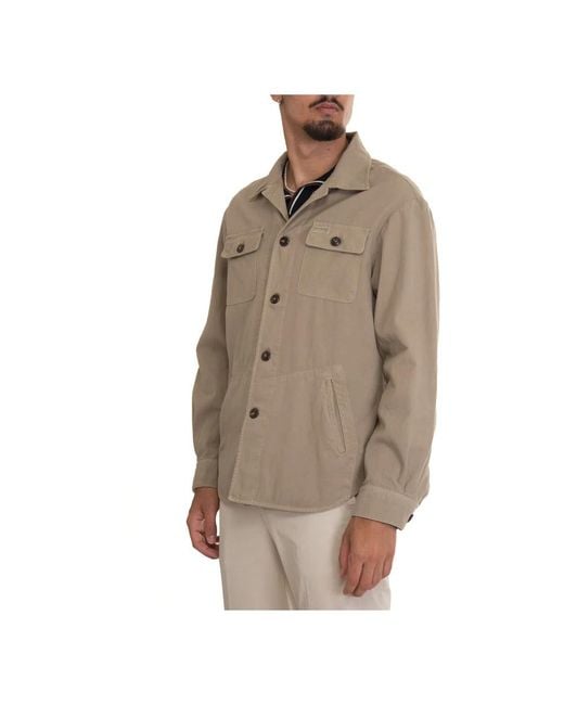 Fay Jassen ,Katoen Geknoopte Shirt Jacket Met Zakken in het Brown voor heren