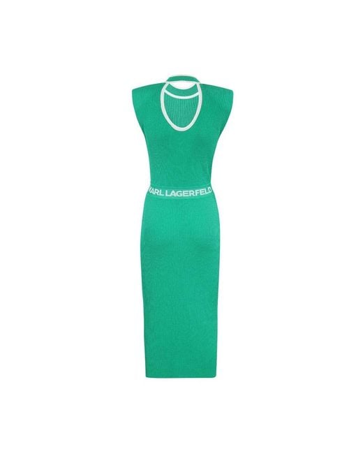 Knitted Dresses Karl Lagerfeld de color Green