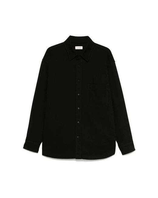 Lemaire Schwarze button-up hemd drop shoulder in Black für Herren