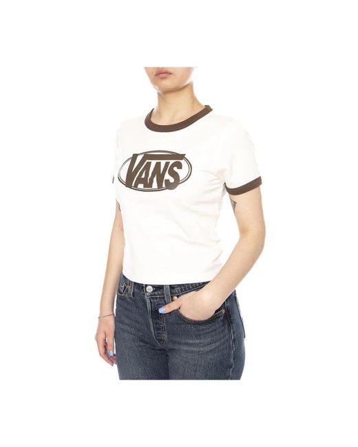 Vans Center Chest Ringer Tee in het White