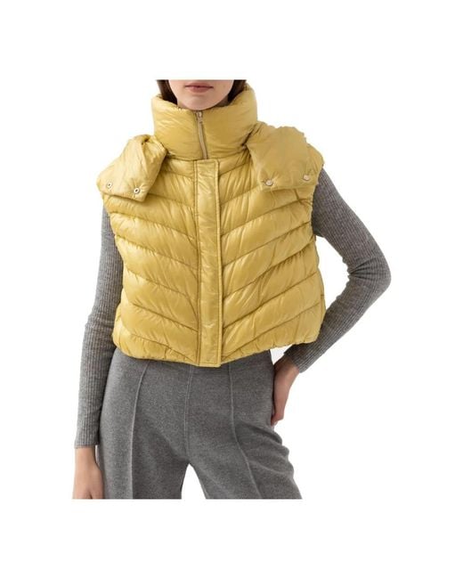 Herno Jassen ,Geel ,Down Vest Jacket in het Metallic
