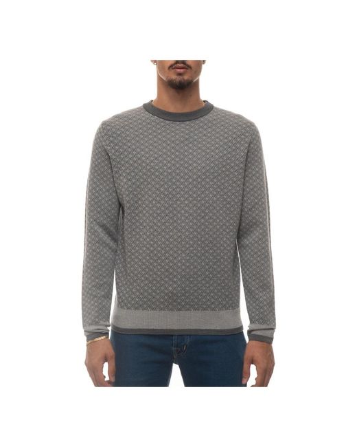 Canali Gray Round-Neck Knitwear for men