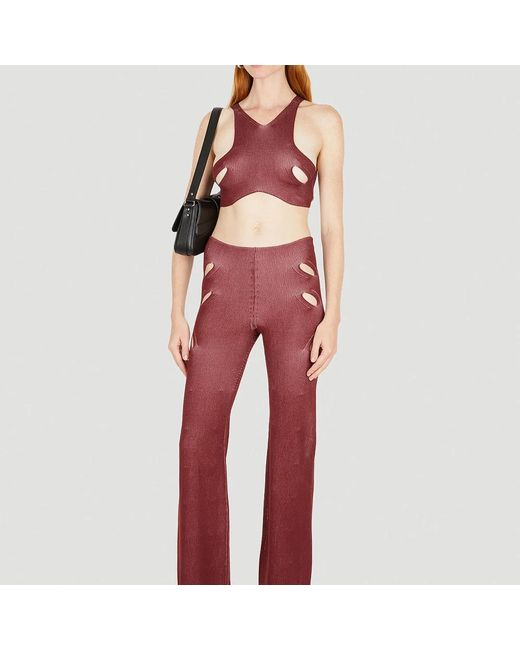 Dion Lee Gebreide Broek Met Uitsparingen in het Red