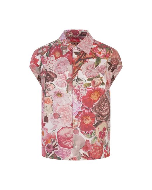 Marni Pink Rosa blumige wing-sleeved bluse