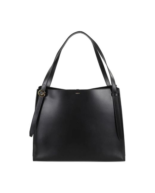 Coperni Black Schwarze Lederhandtasche Mit Internem Verschluss
