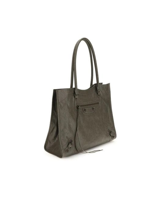 Balenciaga Gray City Tote Bag Mit Arena Leder