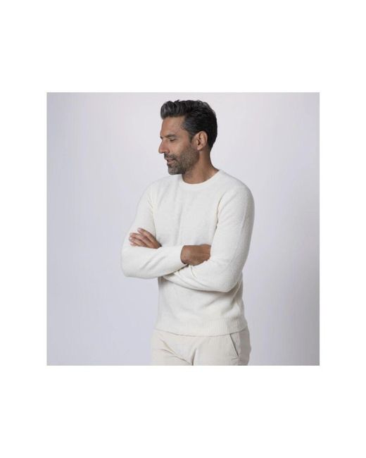 Gran Sasso Weicher bouclé rundhalspullover in White für Herren
