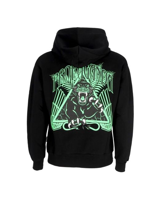 Propaganda Hoodies & Sweatvesten ,Zwart ,Katoen Zwarte Hooded Sweatshirt Met Zak Aan De Voorkant in het Green voor heren