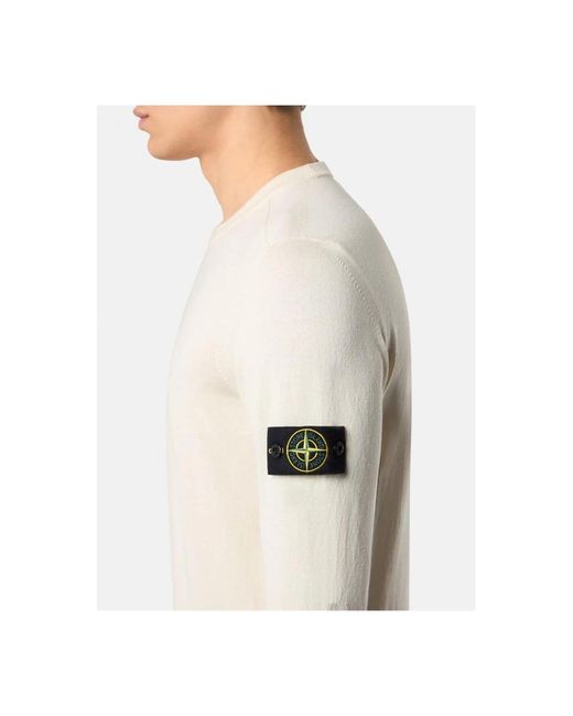 Stone Island White Round-Neck Knitwear for men