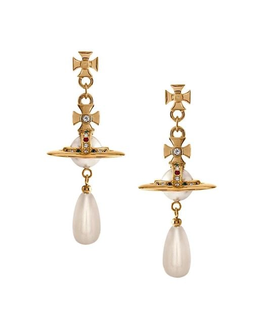 Orecchini goccia perla oro di Vivienne Westwood in Metallic