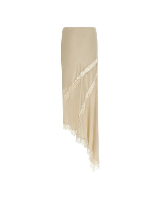 ANDAMANE Rokken ,Satijn Rosetta Long Skirt in het Natural