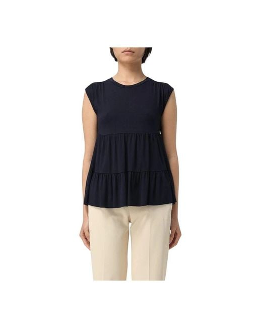 Kaos Blue Blaue Peplum-Bluse