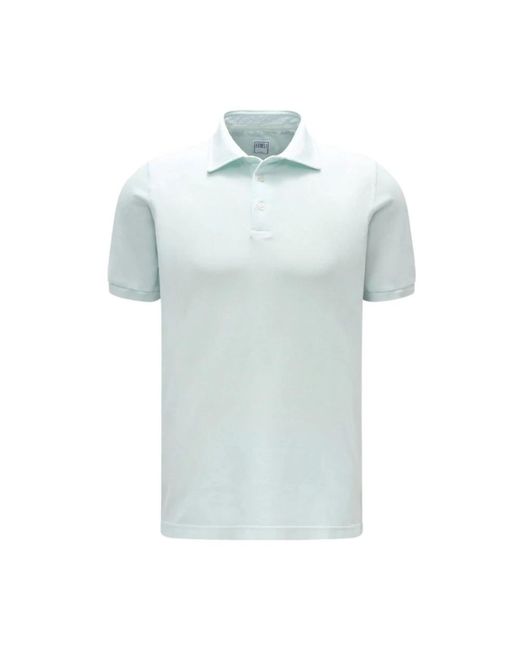 Fedeli Washed Cotton Polo in het Blue voor heren