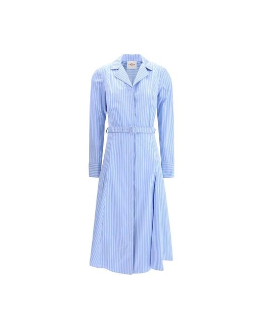 Crida Milano Blue Gestreiftes Hemdblusenkleid Mit Reverskragen
