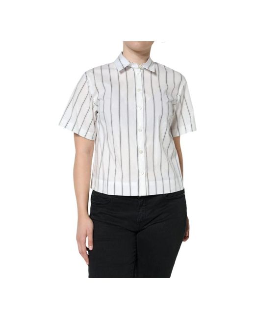 Dolce & Gabbana White Gestreiftes Poloshirt Mit Kurzen Ärmeln