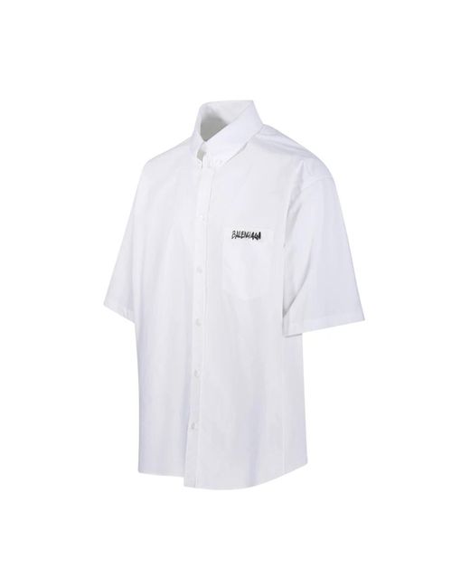 Balenciaga White Short Sleeve Shirts for men