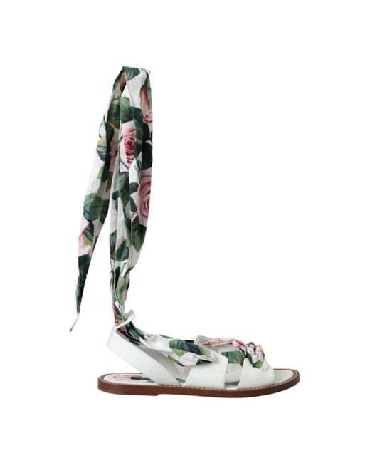 Dolce & Gabbana Green Flat Sandals
