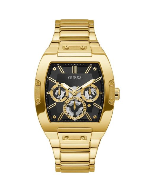 Guess Metallic Gold-tone Stainless Steel Bracelet Watch 43mm for men