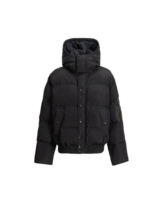 Balmain Black Padded Nylon And Leather Jacket for men