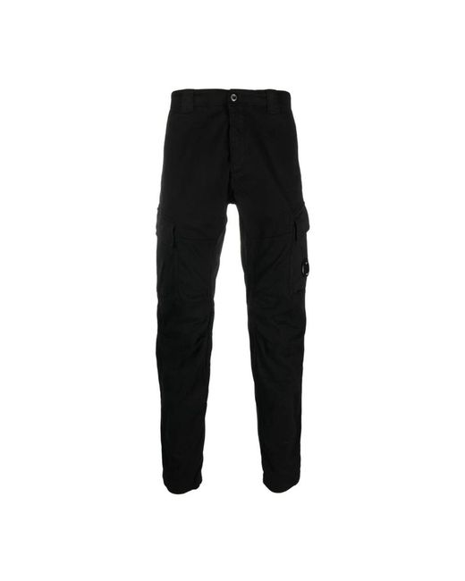 C P Company Black Straight Trousers for men