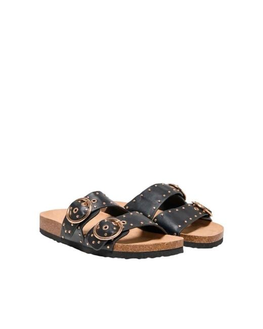 ONLY Brown Nieten Flache Sandalen