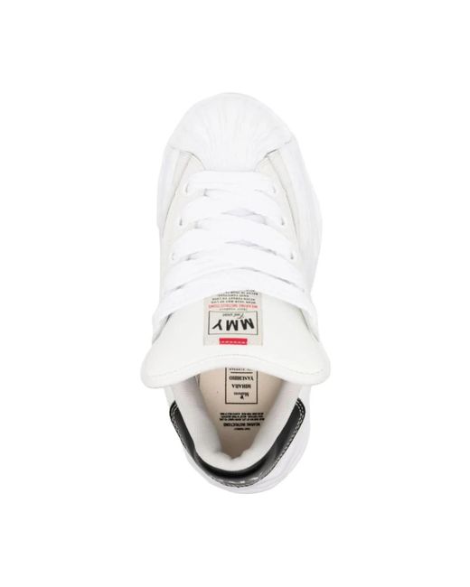Maison Mihara Yasuhiro Weiße leder puffer low top sneaker in White für Herren