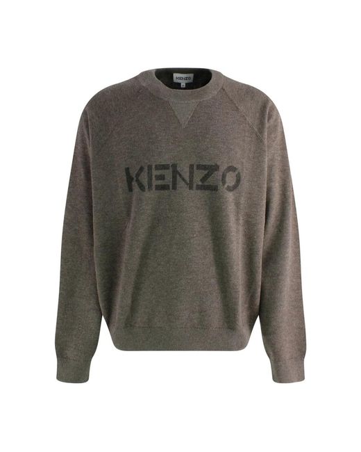 KENZO Gray Round-Neck Knitwear for men