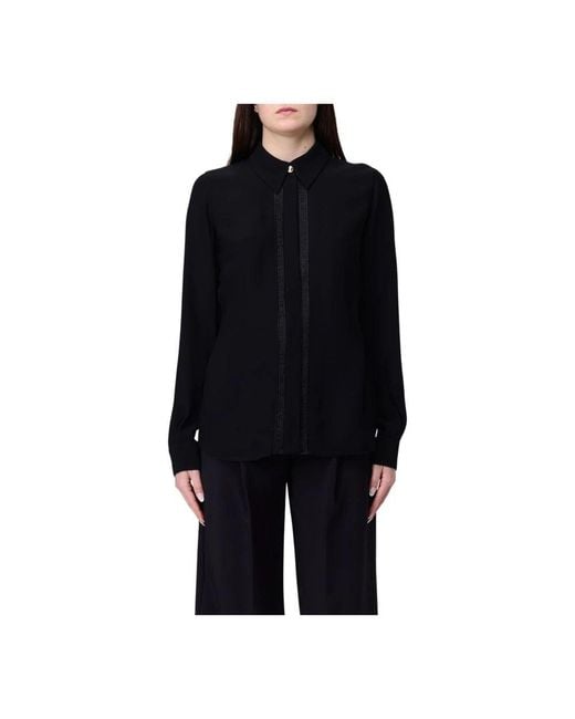 Elisabetta Franchi Black Ivory Seidenbluse Langarm