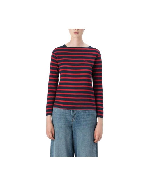 Pepe Jeans Red Round-Neck Knitwear