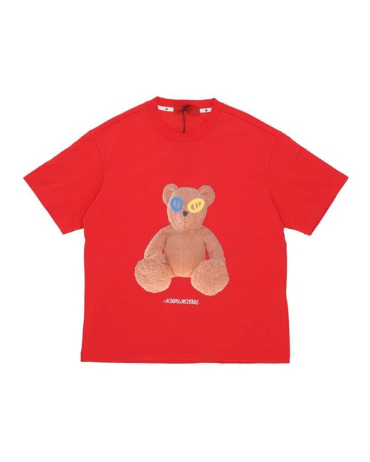 Acupuncture Tops ,Rood ,Katoen Zachte Pasvorm Ronde Hals Rubberen Print in het Red voor heren