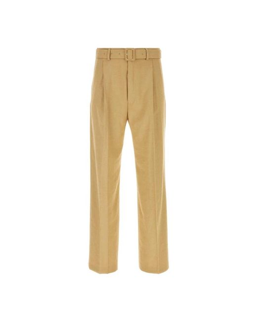 Dries Van Noten Broeken ,Bruin ,Polyester Viscose Blend Camel Pantalon in het Natural voor heren