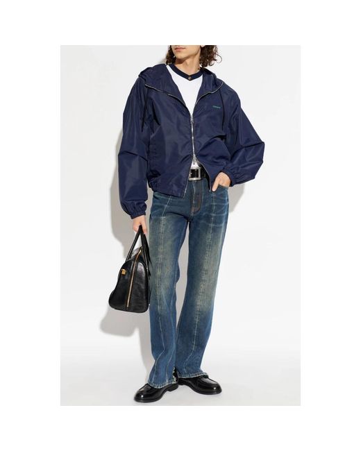 Versace Lichtgewicht Jack Met Capuchon in het Blue voor heren
