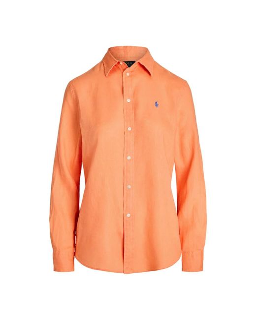 Ralph Lauren Orange S leinenhemd logo brust