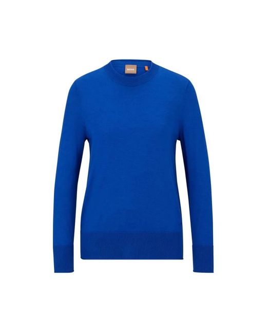 Boss Blue Round-Neck Knitwear for men