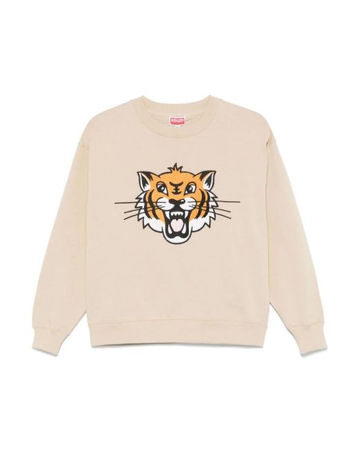 KENZO Hoodies & Sweatvesten ,Katoen Happy Tiger Geborduurde Sweatshirt in het White