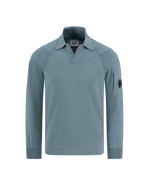 C P Company Blue V-Neck Knitwear for men