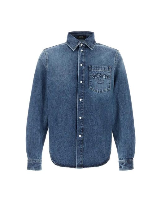 Versace Overhemden ,Blauw ,Denim Denim Overhemd in het Blue voor heren
