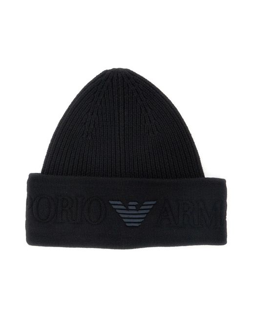Beanies di Emporio Armani in Black da Uomo