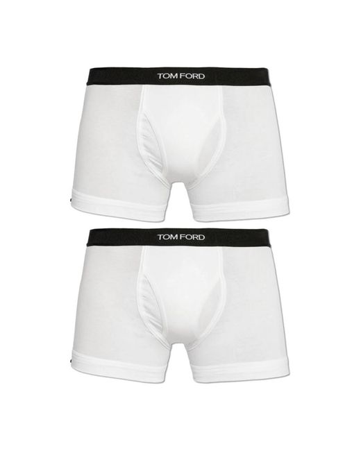Tom Ford Ondergoed ,Wit ,Katoen Set Van Twee Logo Tailleband Stretched Slips in het White voor heren