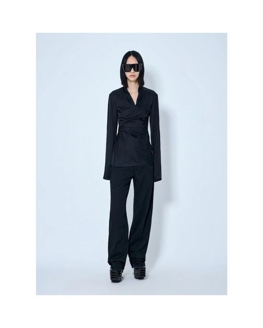 Rick Owens Blue Straight Trousers