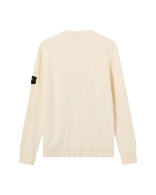 Stone Island White Round-Neck Knitwear for men