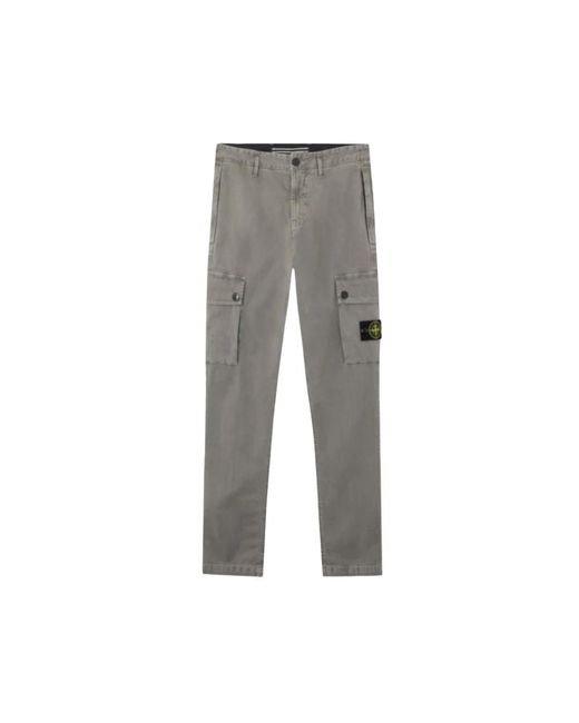 Stone Island Gray Slim-Fit Trousers for men