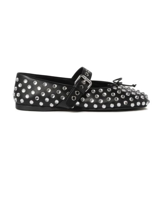 Negro bailarina plana cristal Miu Miu de color Black