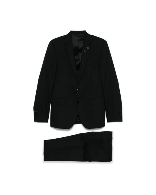 Lardini Kostuums ,Zwart ,Wol Slim Fit Soiree Pak in het Black voor heren