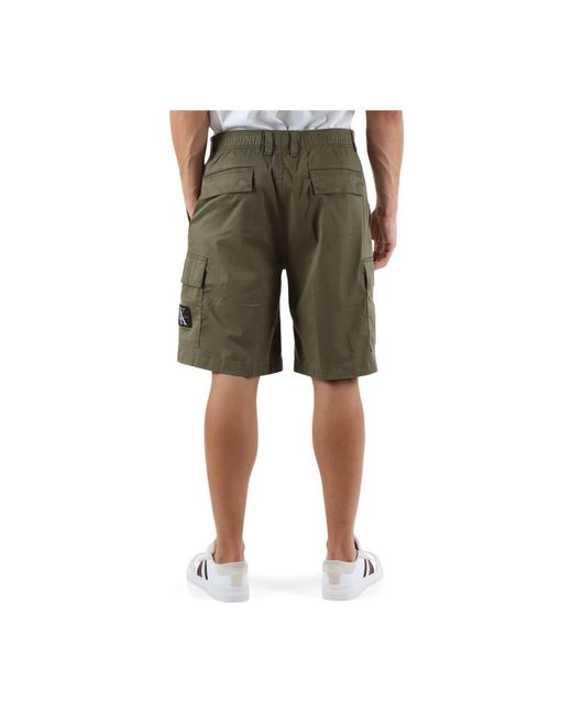 Calvin Klein Cargo stretch baumwoll bermuda shorts in Green für Herren