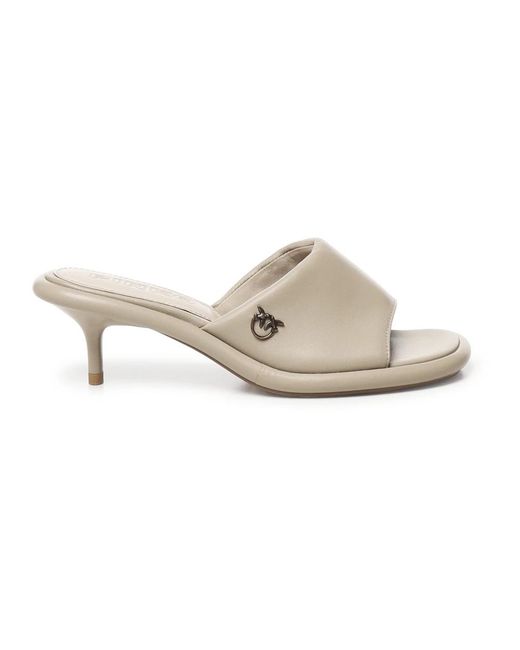 Pinko White Heeled Mules