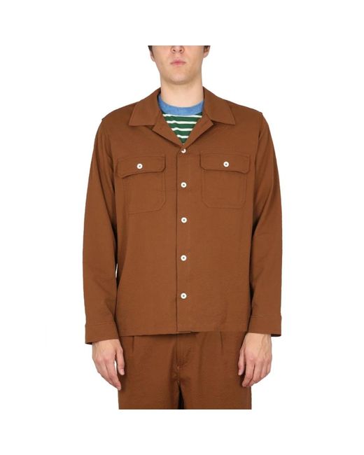 Howlin' By Morrison Overhemden ,Bruin ,Textured Button-Up Shirt in het Brown voor heren